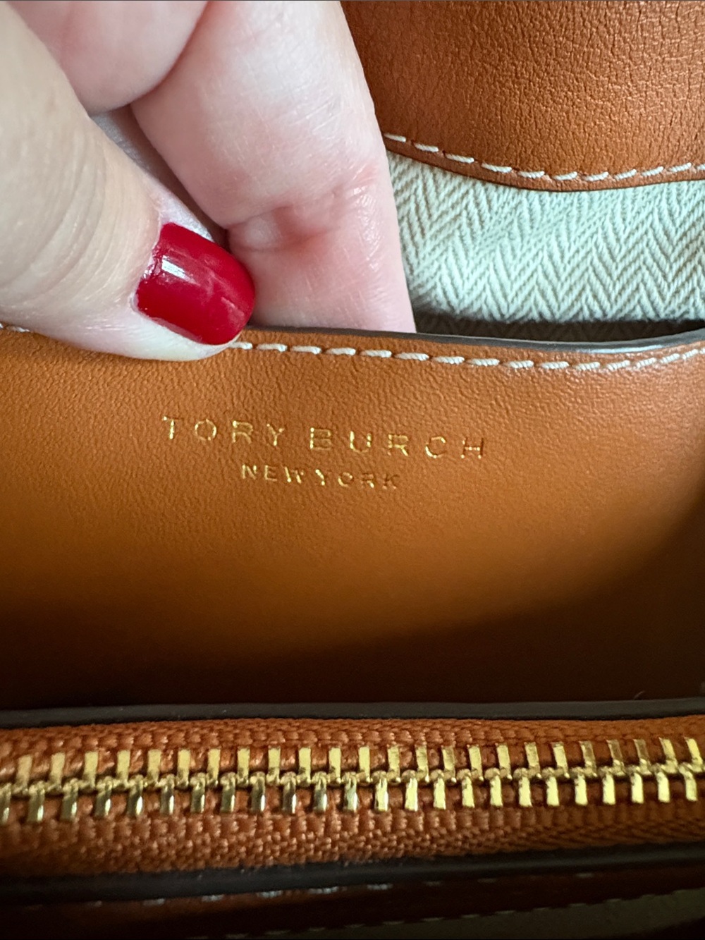 Tory Burch Leather Tote in Saddle - Picture 2 of 16
